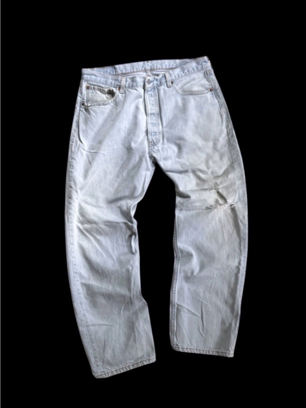 Vintage 90s 1996 Levi’s Light Wash 501 Denim Jeans 34x30 Light Distress USA Made